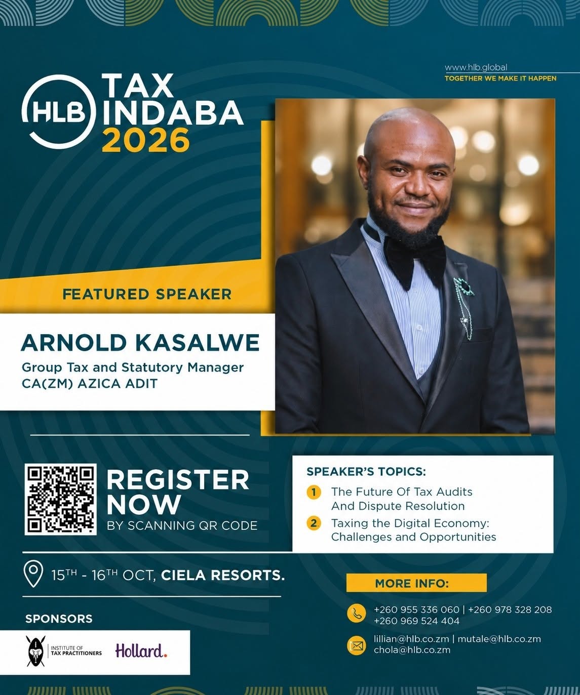 HLB Tax Indaba 2026 featured speaker Arnold Kasalwe, Group Tax and Statutory Manager, speaking on tax audits and the digital economy
