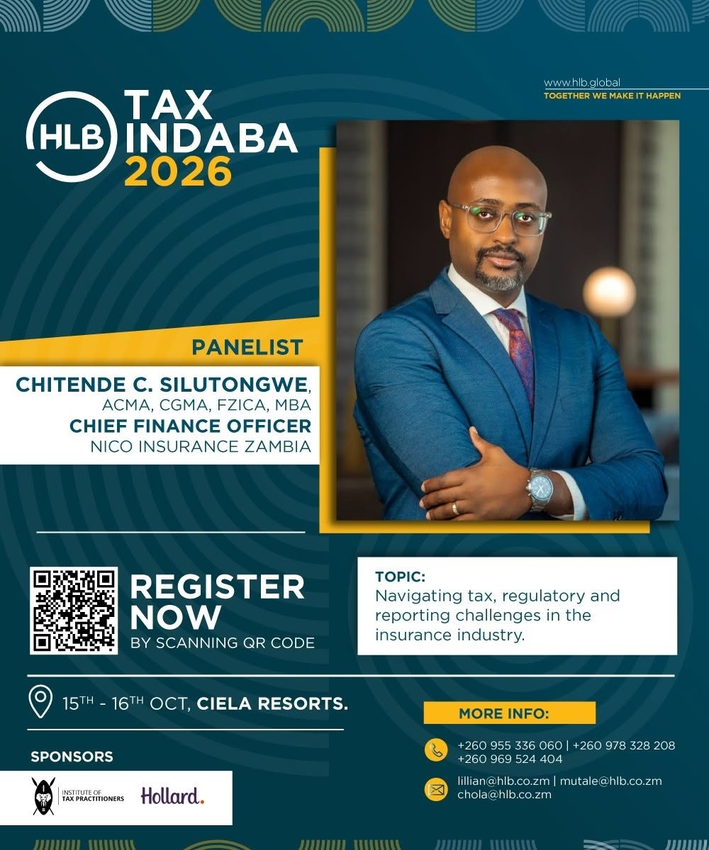 HLB Tax Indaba 2026 panellist Chitende C. Silutongwe, Chief Finance Officer of NICO Insurance Zambia