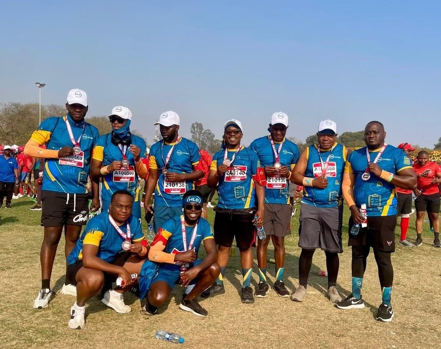 The HLB Zambia team with their medals after competing in the corporate games